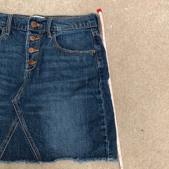 High Waisted Medium Wash Distressed Denim Skirt - Picture 8 of 10